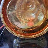 Decanter/bottle in molded glass d'empoli amber yellow color