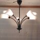 5-light chandelier in metal and opaline - mid-20th century