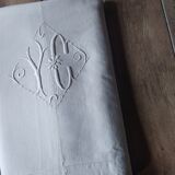 Antique linen towel monogrammed YC 180 x312 cm