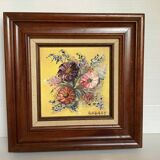 Tableau huile sur toile Rabaey bouquet de fleurs