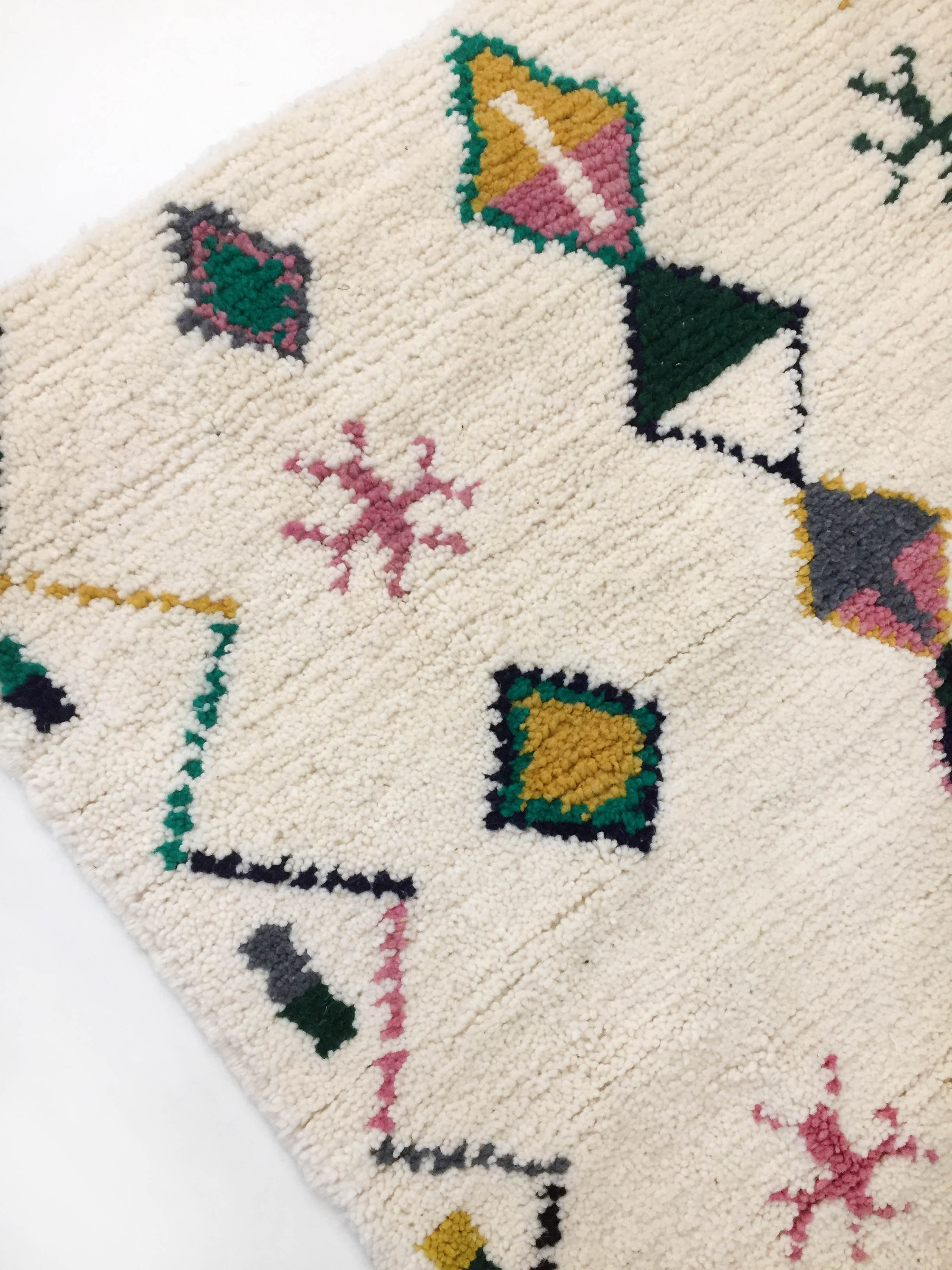 Moroccan Berber carpet azilal ecru with colorful patterns 164x123cm