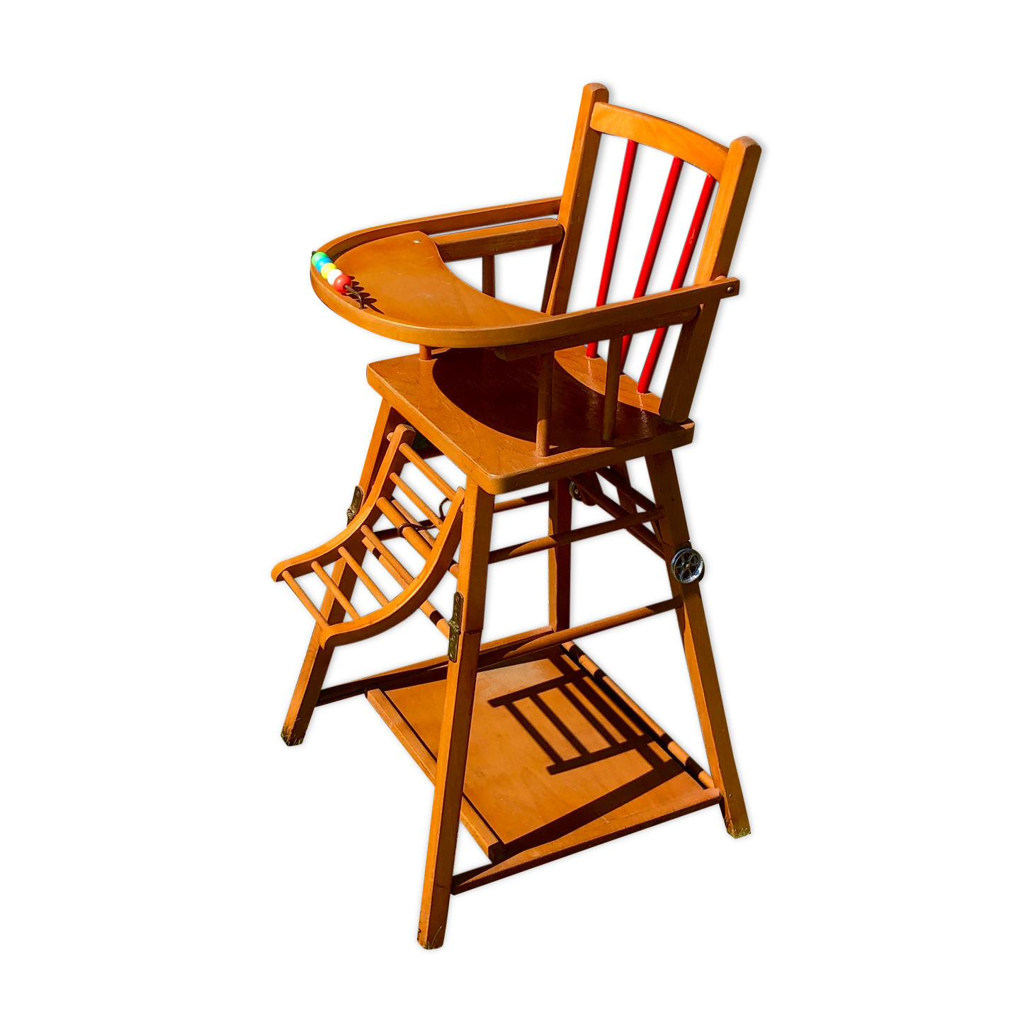 high chair child vintage wood transformable table