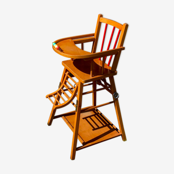 Chaise haute enfant bois vintage transformable table