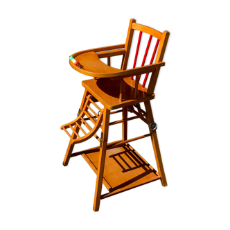 high chair child vintage wood transformable table
