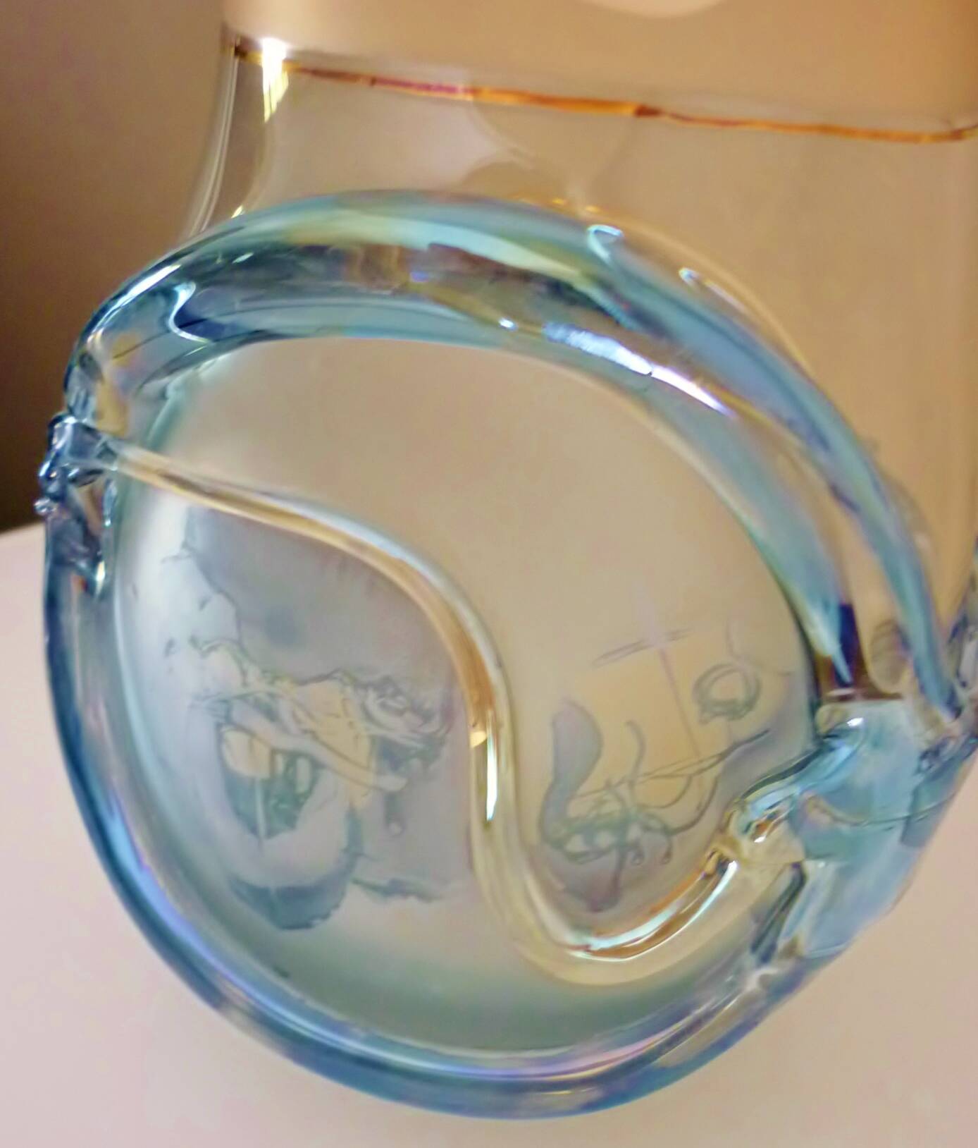 Large designer vase, signed Jon Art, modernist, abstract decorations
