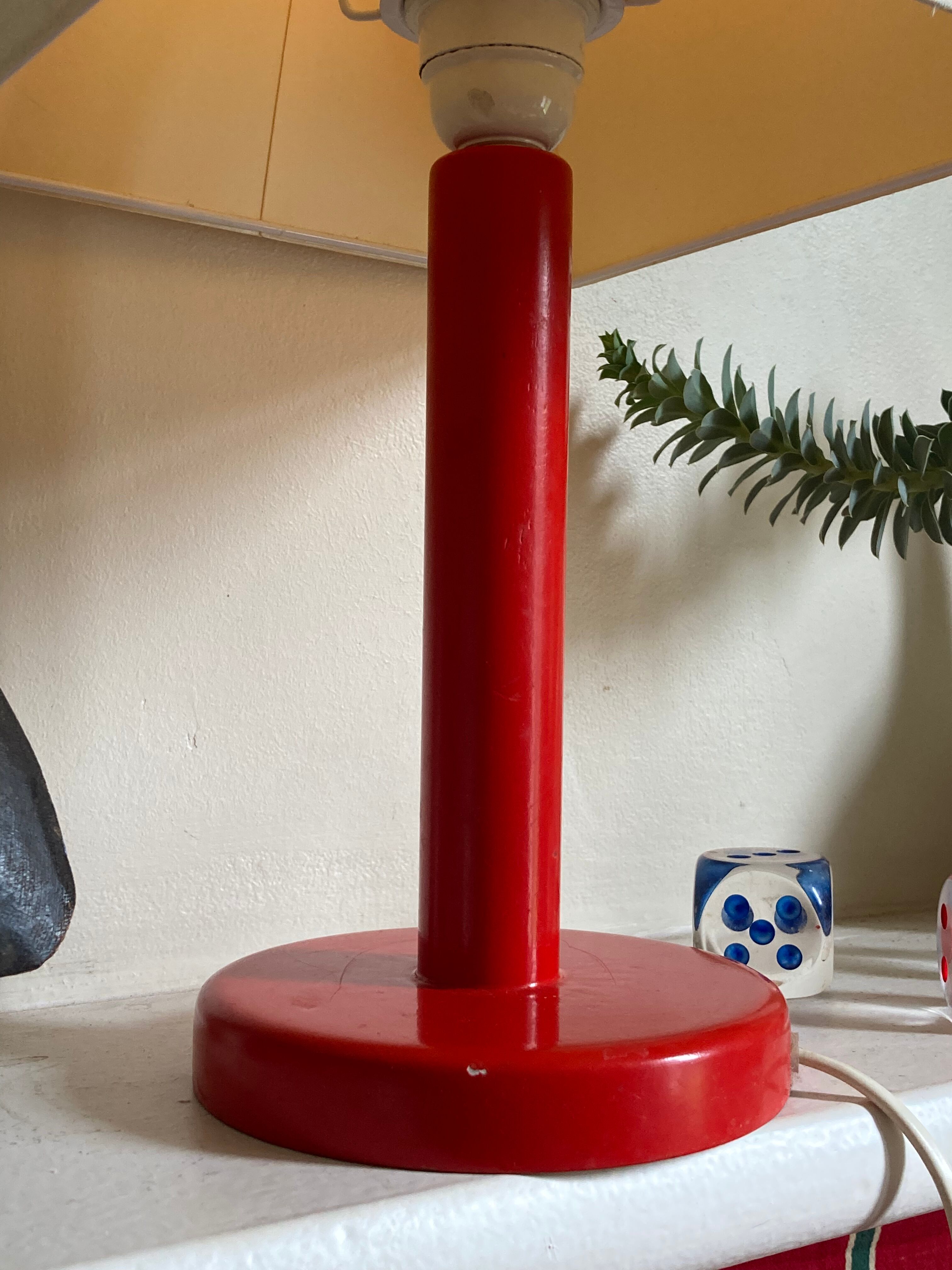 Scandinavian lamp in vintage red painted wood 90s