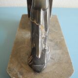 Paire de serre-livres lévriers Art déco en bronze et marbre