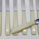 Household box of 12 vintage stainless steel knives and unbreakable resin