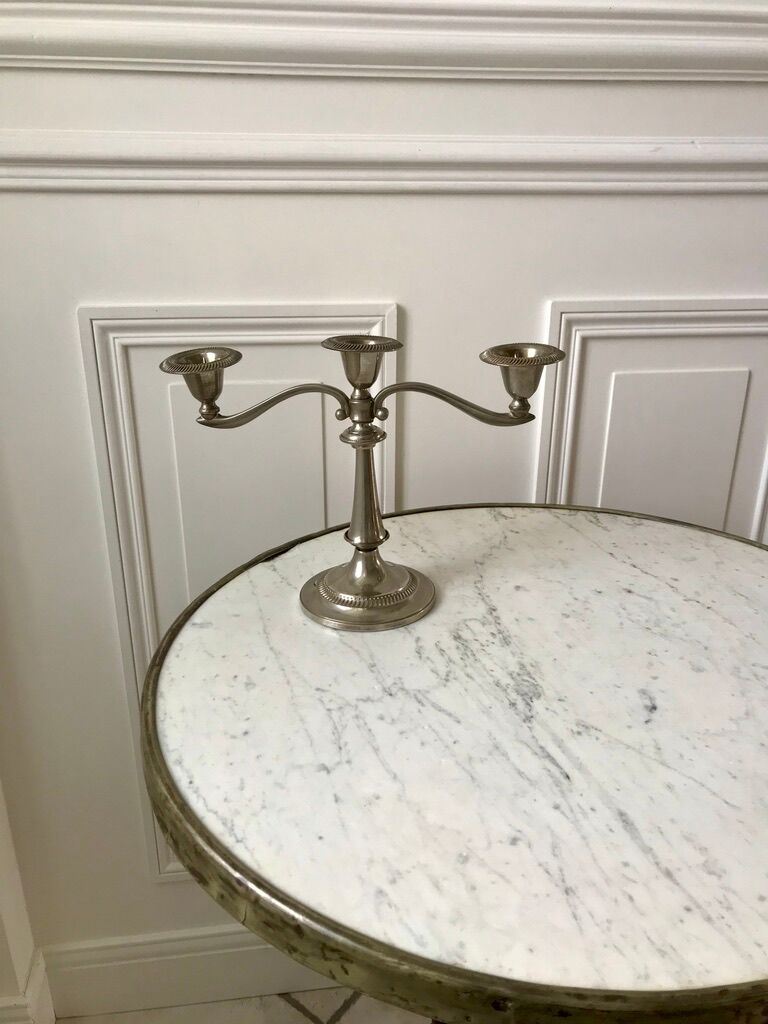 Silver brass chandelier 50s