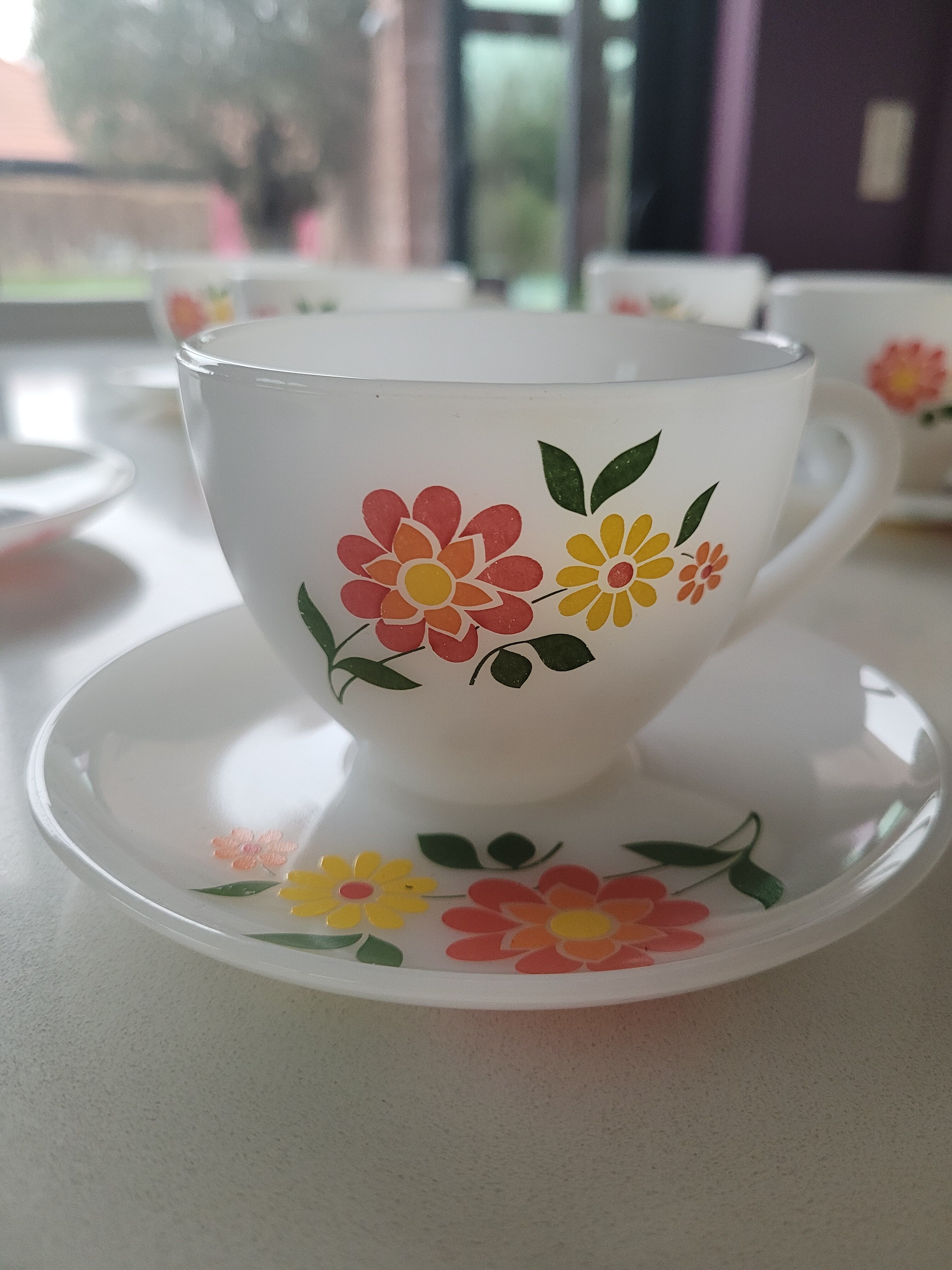 6 cups and 8 Arcopal sub-cups