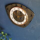 Vintage clock silent wall clock trapeze "Golden Black"