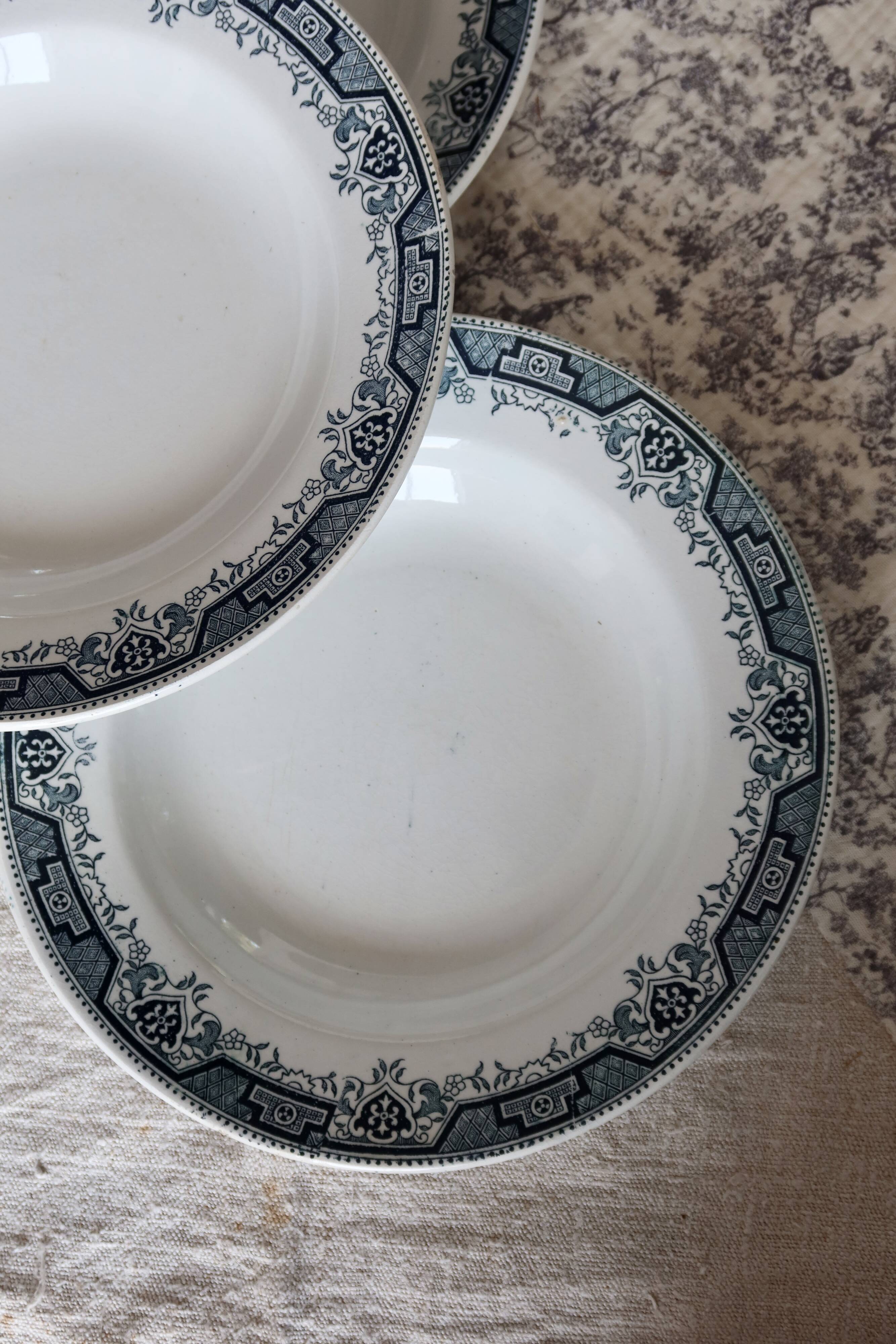 4 vintage deep plates in ironstone, Morocco model - Moulin des Loups