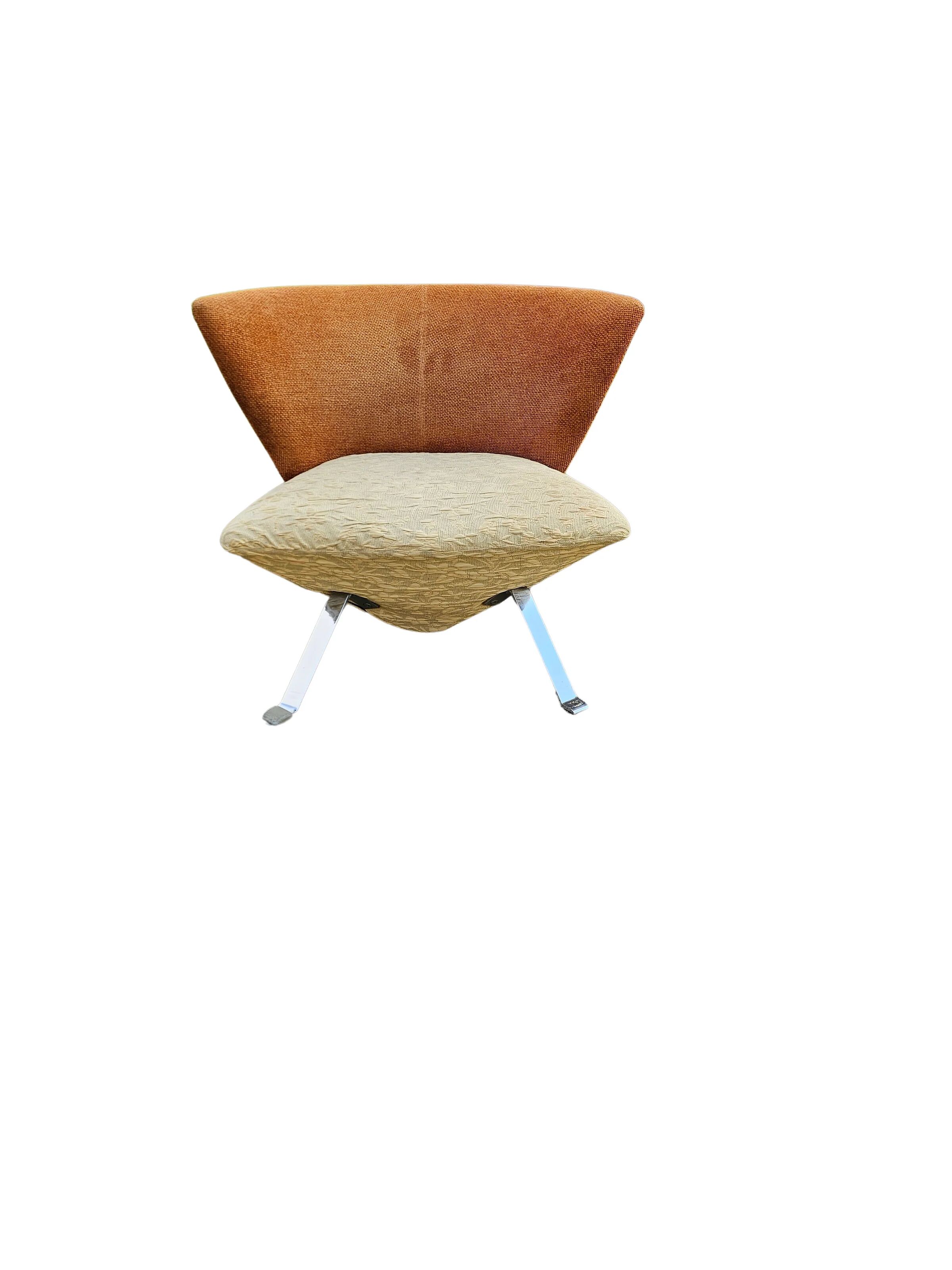 Giorgio Saporiti Post Modern Jada Slipper Chairs, very rare two-tone model, 1970s