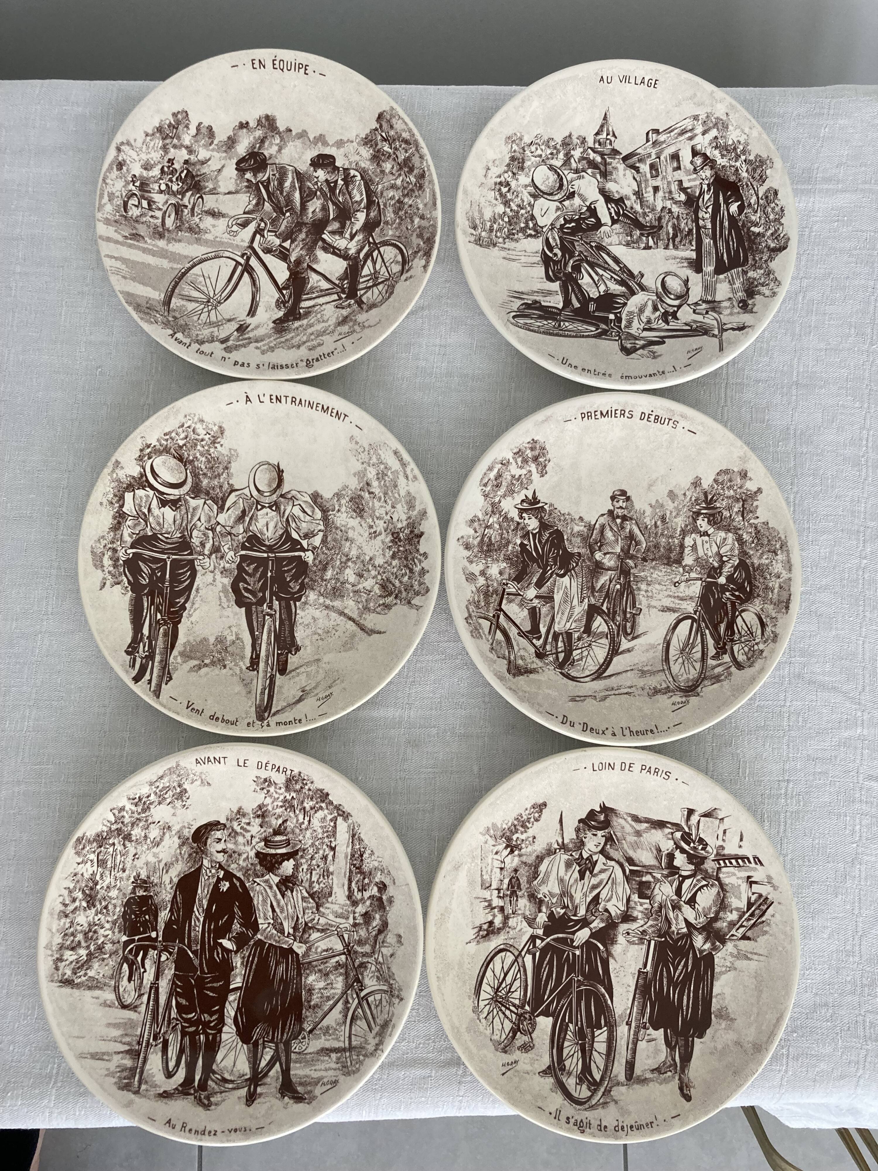 Set 6 assiettes thème Vélo manufacture St Clément