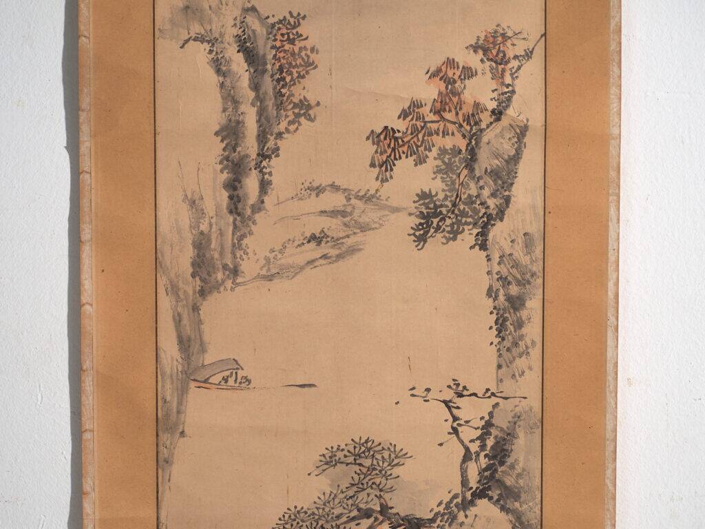Kakejiku, ancient Japanese landscape in ink on paper – Japan, around 1900.