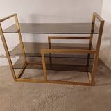 Brass shelf, smoked glass