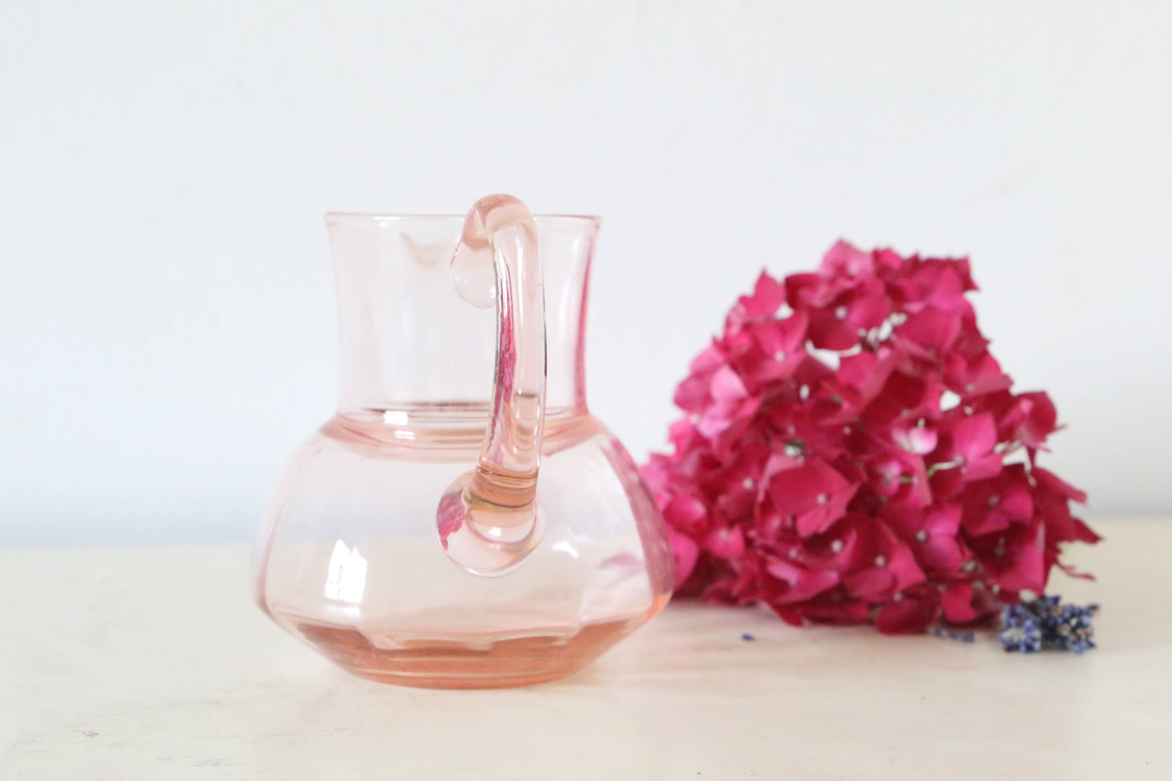 Antique pink glass pitcher