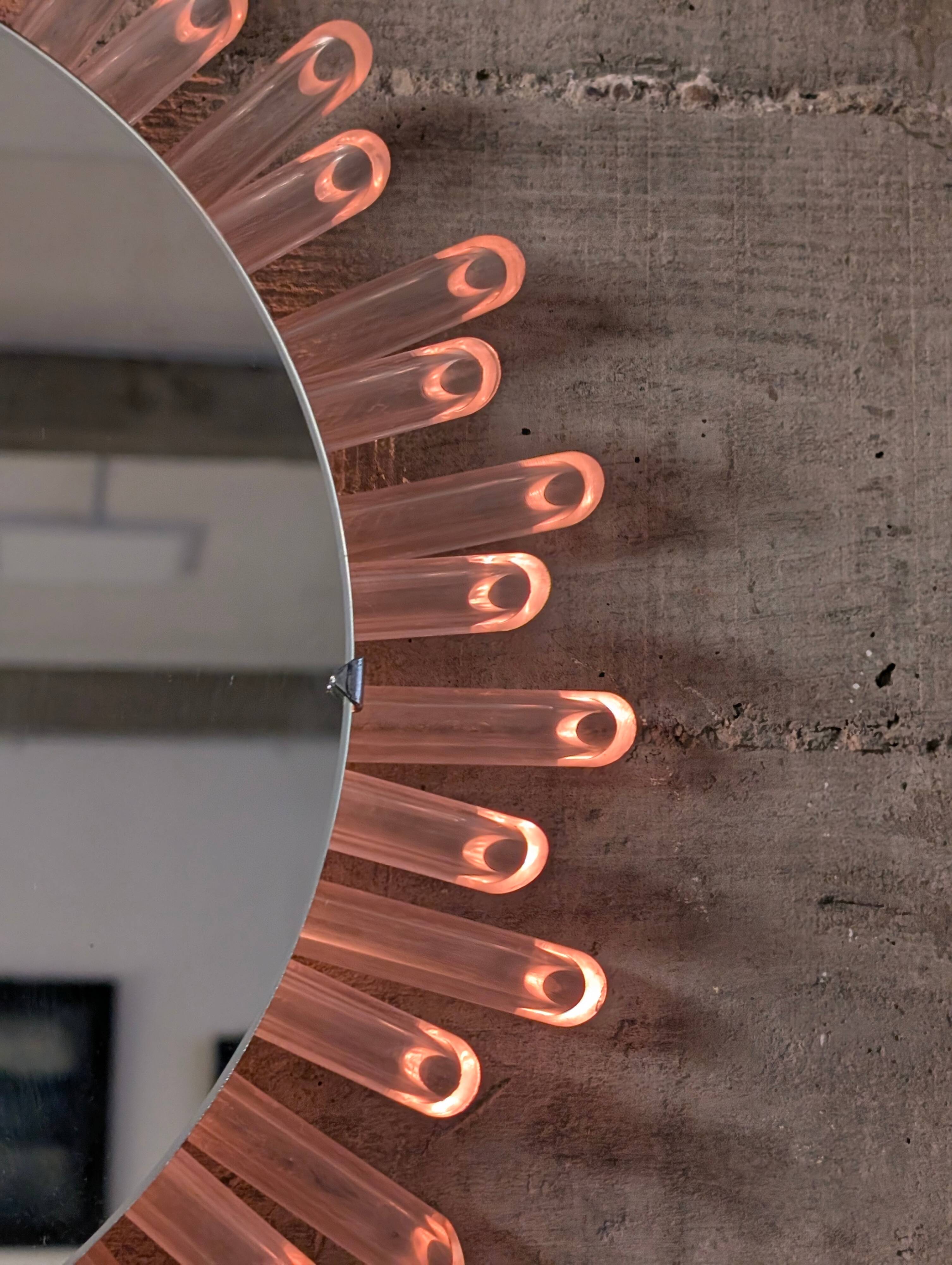 Lampe Miroir Soleil Rose Années 70