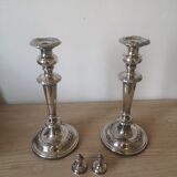 Pair of candlesticks- silver metal- around 1940