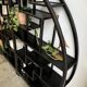 Vintage Black Circular Asian-Inspired Shelf Étagère, 2 parts