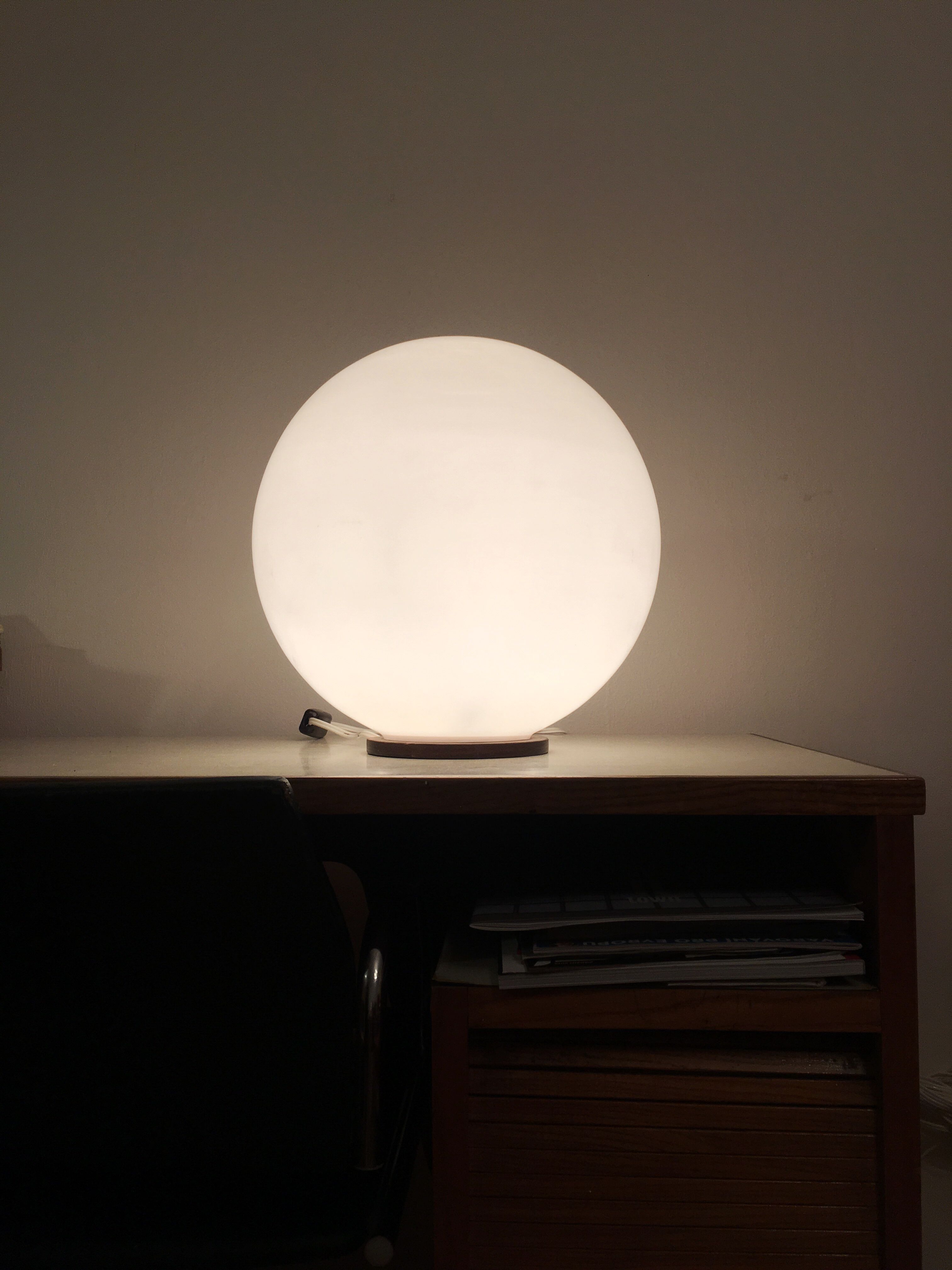 White Moon glass table lamp, 1960s