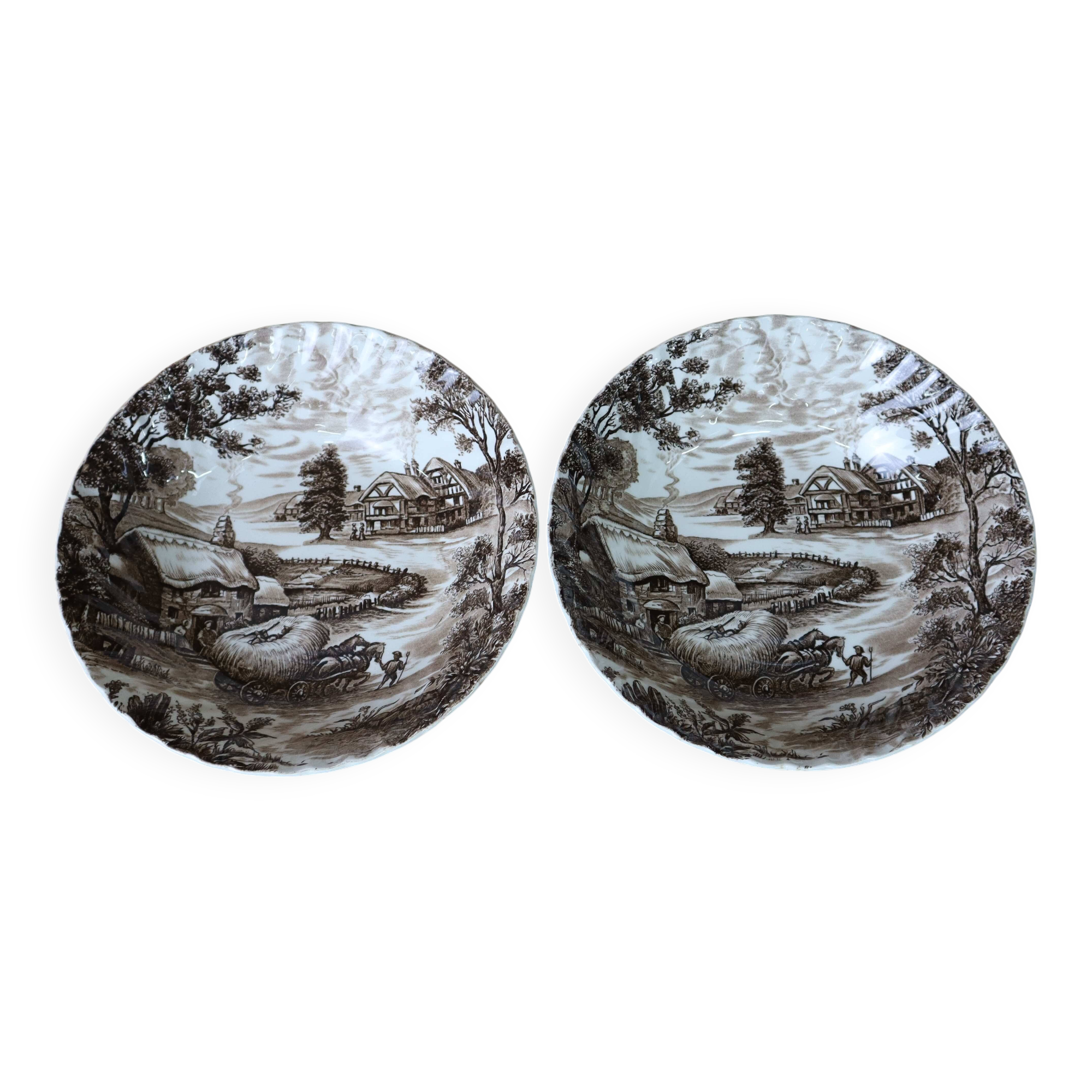 2 vintage English Staffordshire 'HAYRIDE' salad bowls