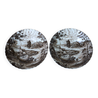 2 vintage English Staffordshire 'HAYRIDE' salad bowls