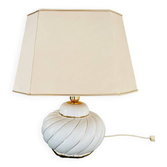 Lampe à poser vintage blanche et dorée