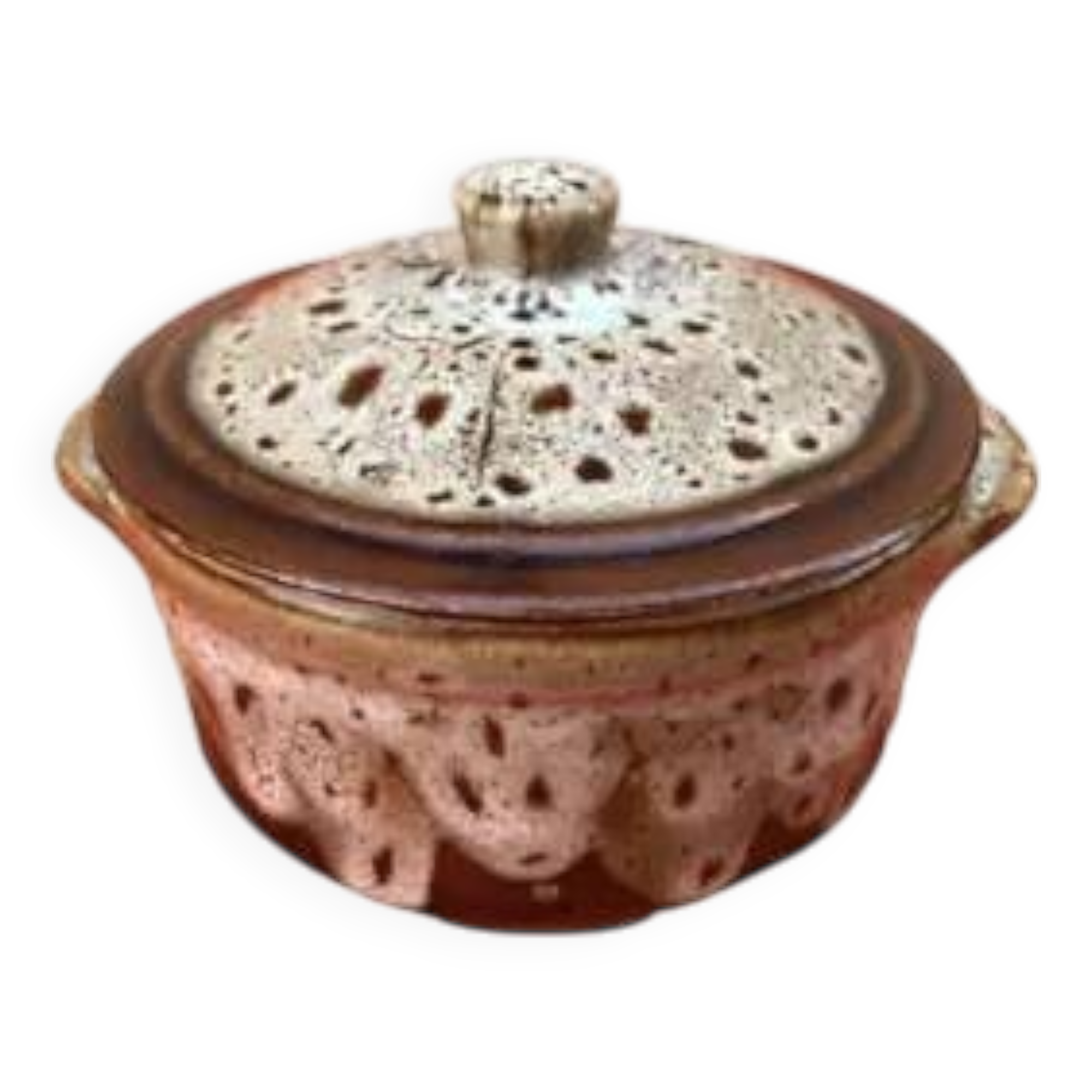 1960s Round Ceramic Terrine with "fat lava" effect