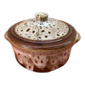 Terrine ronde  céramique effet "fat lava" années 1960