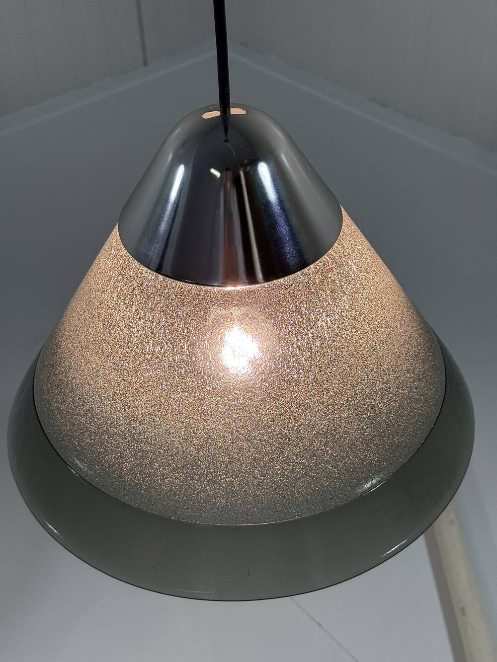 Peill & Putzler cone shaped glass hanging lamp, Germany