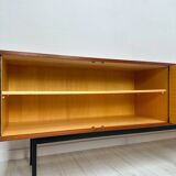 1960s Large Vintage Minimalistic Teak Sideboard with Metal Legs
