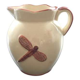 Pitcher with dragonfly decor