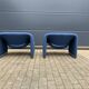 2x Artifort Groovy F598 (M-chair) blue, perfect state! Pierre Paulin