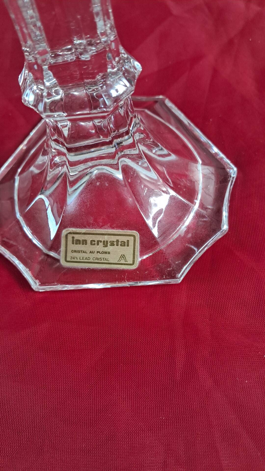 Bougeoir hexagonal en cristal de Bohême vintage —