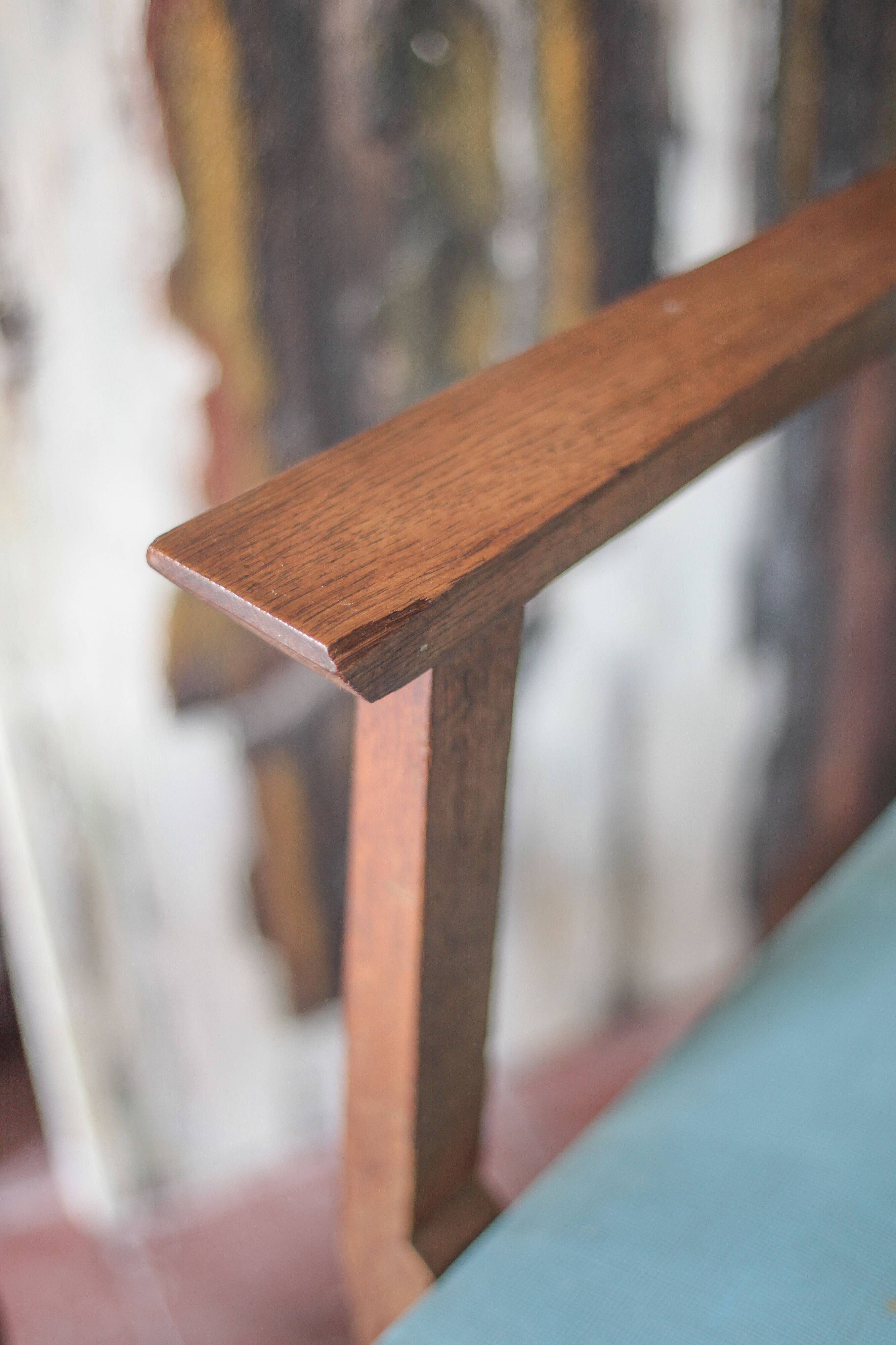 Pair of wooden bridge armchairs from the 1950s, vintage chairs.