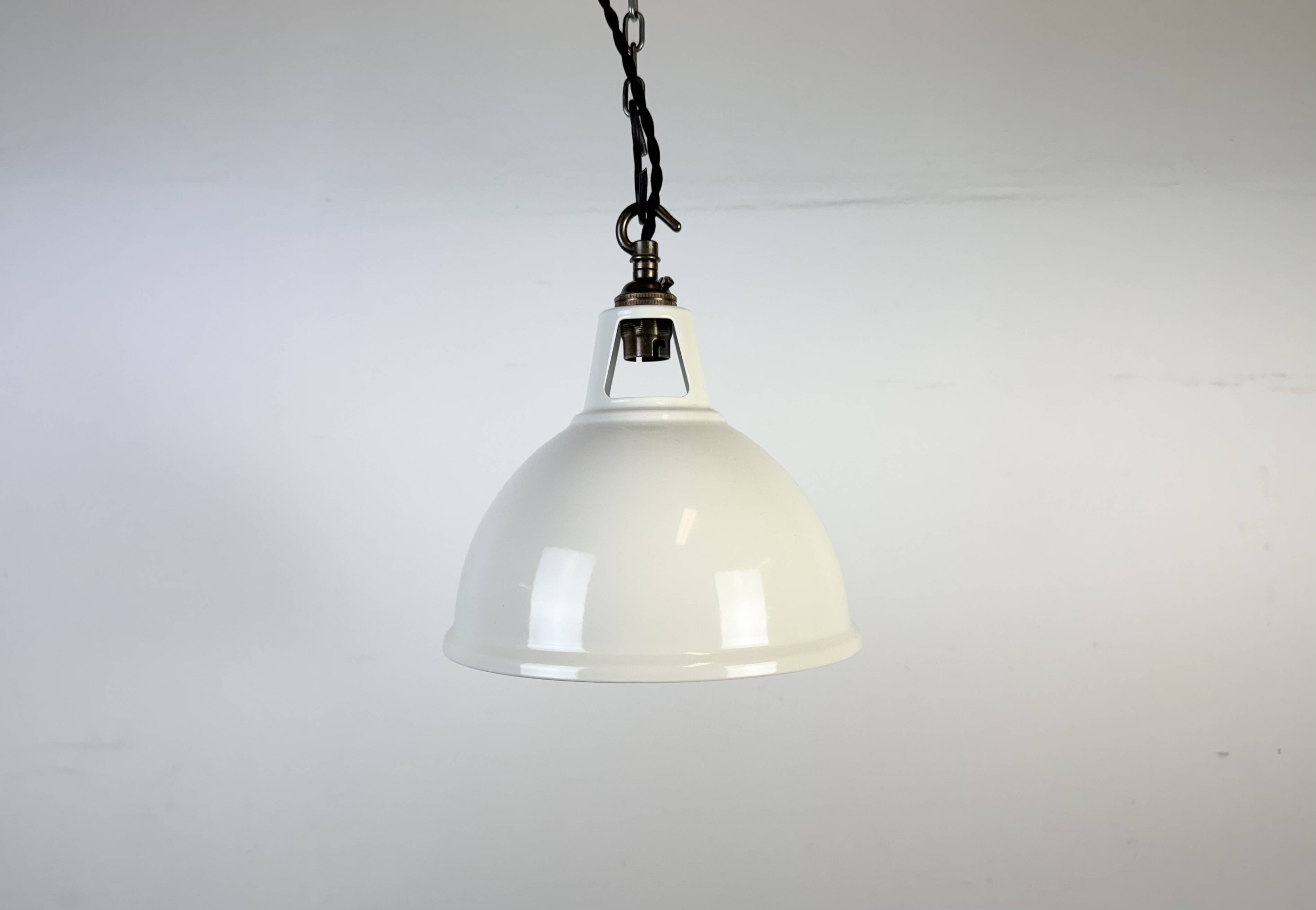 Vintage Industrial Beige Painted Pendant Lamp
