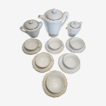 Coffee service in limoges porcelain, white and gold