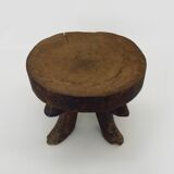Milking stool carved in one piece, Ariège peasant art, 19th century