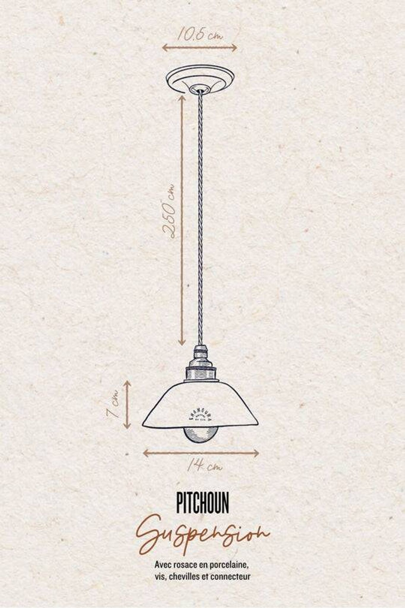 PITCHOUN - White terracotta - Pendant light