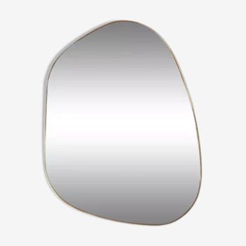 Miroir trapèze irrégulier organique laiton doré minimaliste