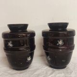 Pair of painted glass vases, France, 1940