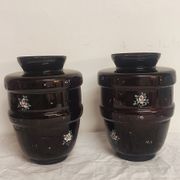 Pair of painted glass vases, France, 1940