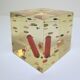 Paperweight sculpture block resin inclusions sewing design 70s