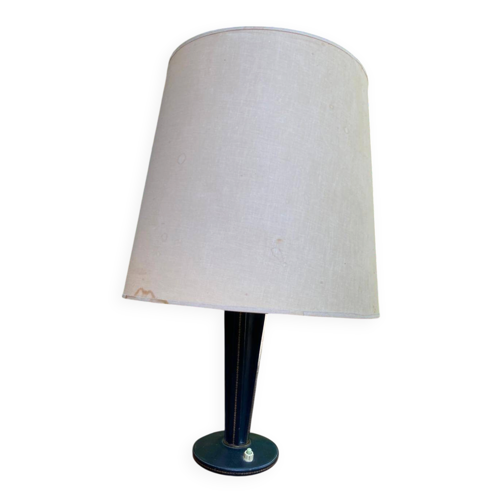 Vintage black leather lamp base from the 1950s.