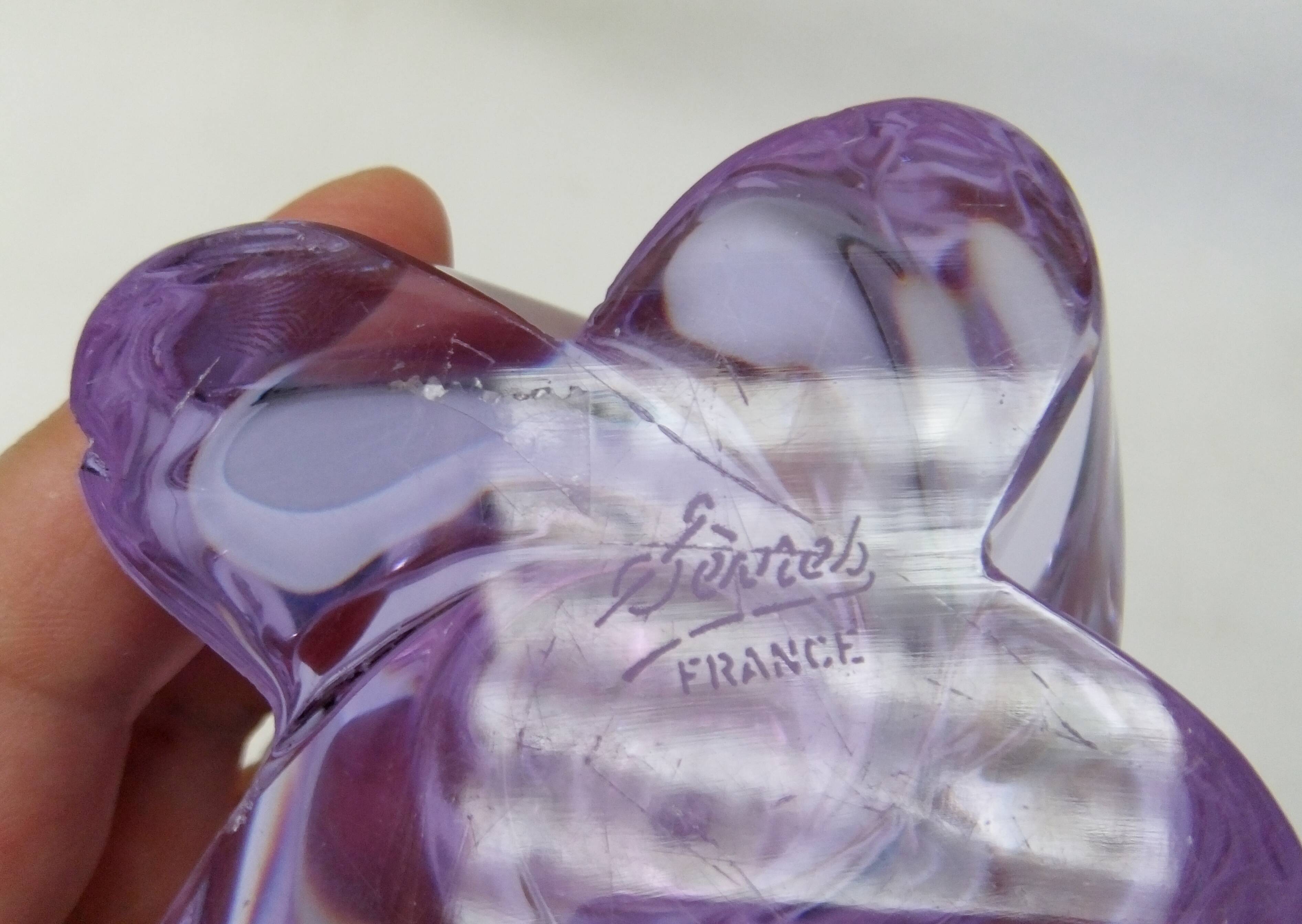 Sèvres crystal lamp signed Torsade purple foot