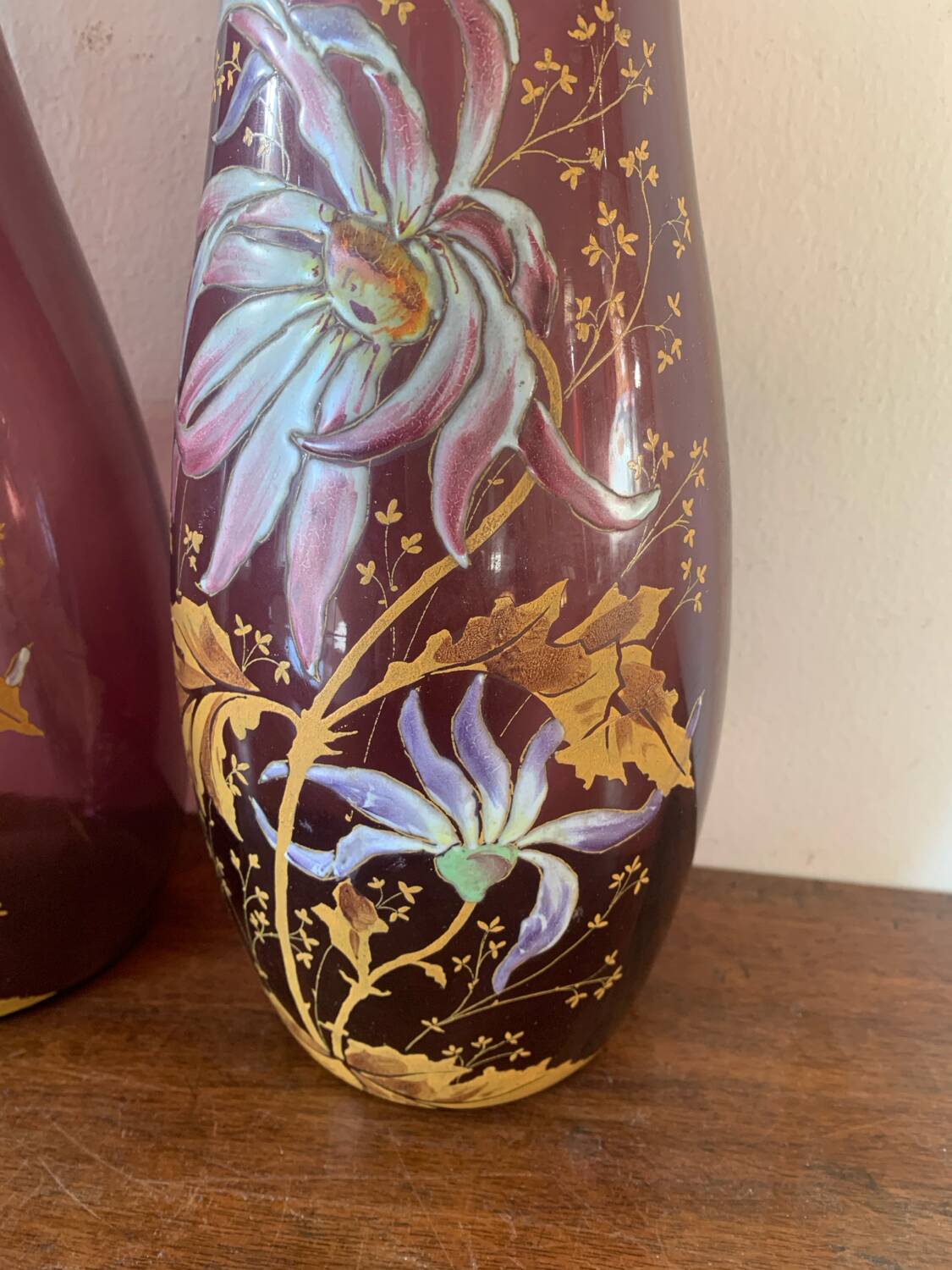 Enamelled glass vases