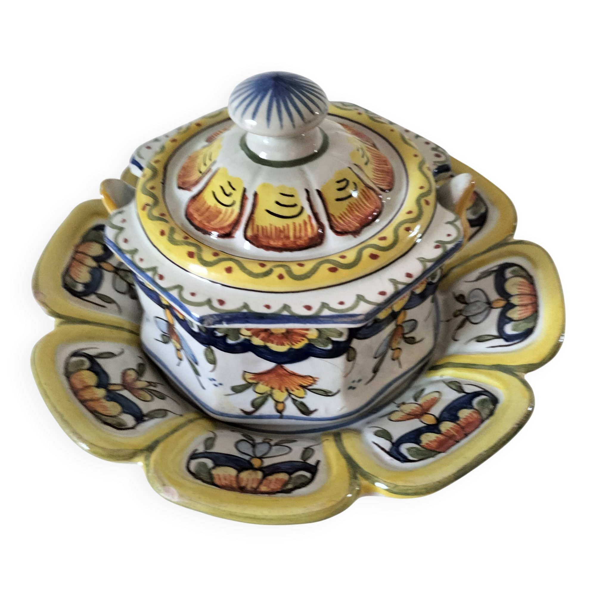 Octagonal jam pot Desvres - Jules Verlingue - Rouen decoration