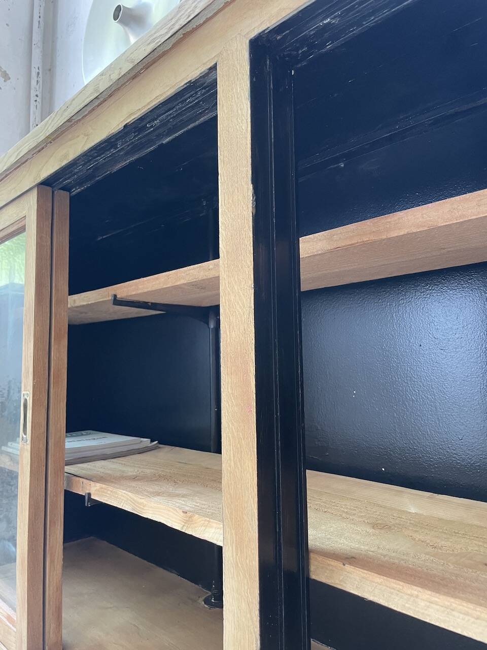 Oak sideboard with glass doors