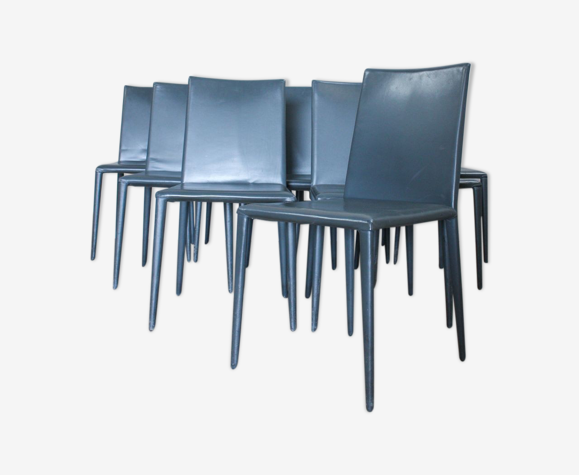 Ensemble de 8 chaises à manger italiennes d’Arper